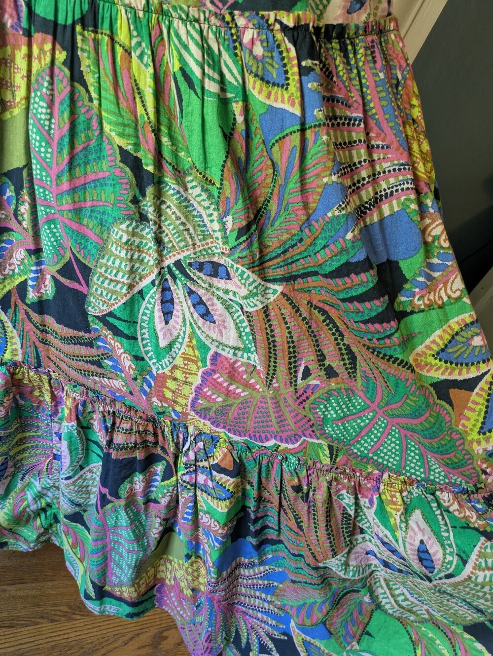 Gianni Bini Tropical Floral Cotton Tiered Maxi Dress Nwt - Picture 7 of 9